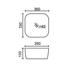 Oasis Counter Top Ceramic Basin 360x350mm - Various Colours
