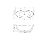 Oval Freestanding Bath 1500 / 1660mm - Gloss White