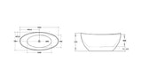 Oval Freestanding Bath 1500 / 1660mm - Gloss White