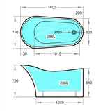Oval Freestanding Bath 1400 / 1500 / 1700 mm - Gloss White