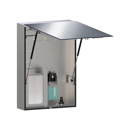BTM SYSTEM – STAINLESS STEEL CABINET WITH FRAMELESS MIRROR, FOAM SOAP DISPENSER AND PAPER TOWEL DISPENSER, VELARE™ COLLECTION (10-0663-T)