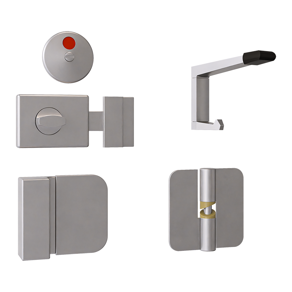 106C Gravity Hinge Kit in Satin Chrome Plate - 106C-RHHC3-300-202C-101C-SCP (Right Hand; Hold Closed)