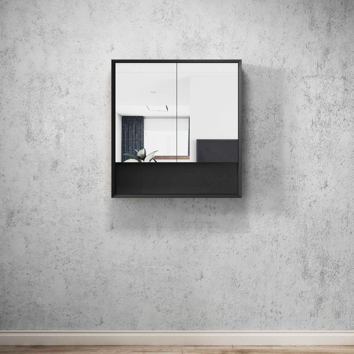Mirror Cabinet with Open Shelf Pencil Edge - 600/750/900/1200/1500x800mm - Various Colours