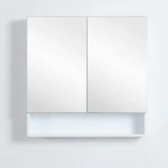 Mirror Cabinet with Open Shelf Pencil Edge 600/750/900/1200/1480x750mm - Matte White