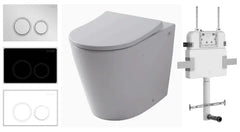 BM R&T In Wall Package - Milan Rimless Floor Pan, Inwall Cistern and Button