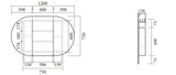 Oval Mirror Cabinet Pencil Edge 900x600 / 1200x750 / 1500x900mm - Various Colours