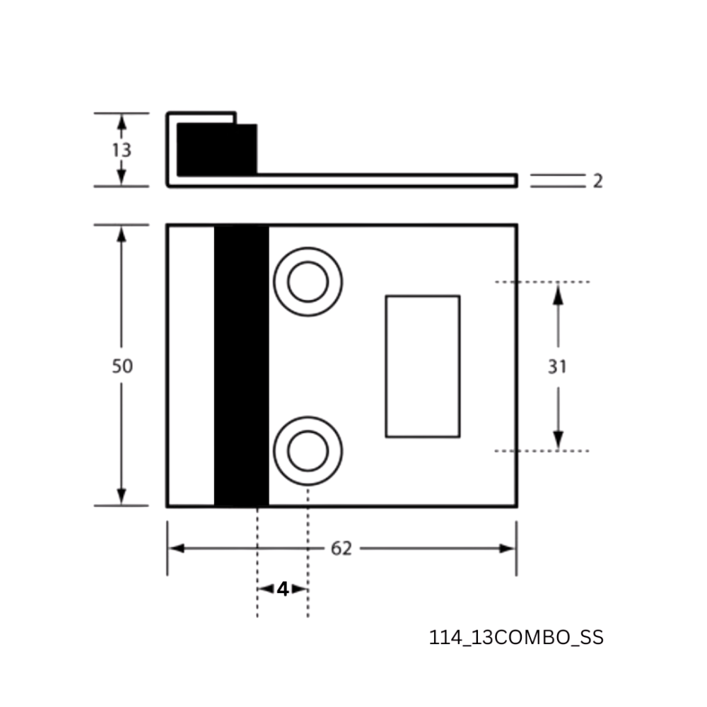 114 Combined Door Bumper & Staple in Satin Stainless Steel - 114_13COMBO_SS