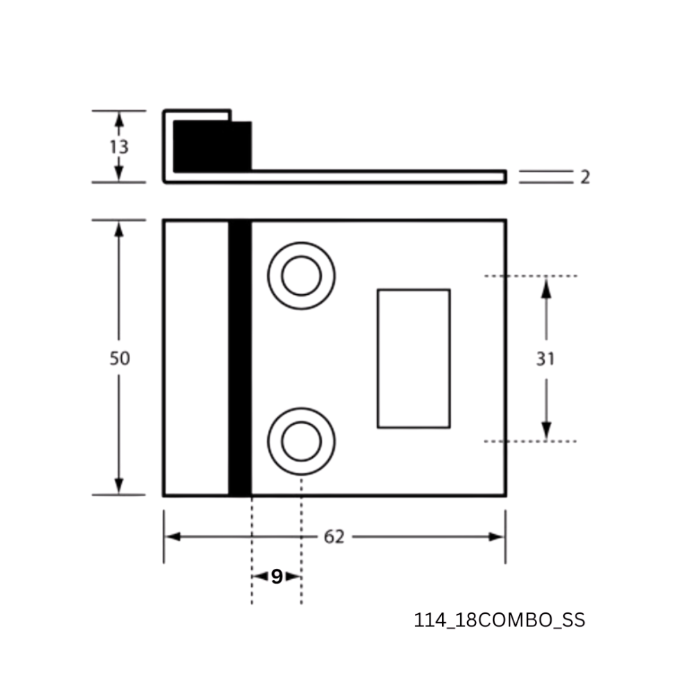 114 Combined Door Bumper & Staple in Satin Stainless Steel - 114_18COMBO_SS