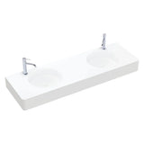 Horizon Large Double Matte White Wall Hung Solid Surface Basin 1400x450mm