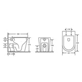 BM Zurich Raised Height Tornado Rimless Flush Floor Mount Pan with Soft Close Seat - Matte White (4 Star)