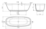Signature Oval Solid Surface Freestanding Bath 1650mm - Matte White
