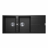 Double Bowl Topmount Sink with Drainer - Matte Black / Matte White - 1160x500mm