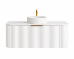 BV80WH Snow Matt White Curved Fluted Wall Hung Vanity - 910 / 1210 / 1510mm