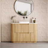 BV35 Fluted Natural Oak Curve Freestanding Vanity - 750 / 900 / 1200 / 1500 / 1800mm
