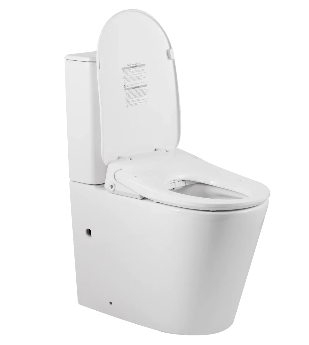 Raised Height Back To Wall Tornado Rimless Flush Toilet Suite with Smart Remote Bidet Seat - White (4 Star)
