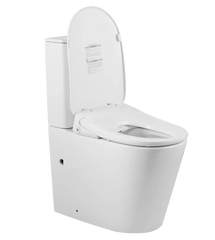 ZM Raised Height Back To Wall Tornado Rimless Flush Toilet Suite with Smart Remote Bidet Seat - White (4 Star)