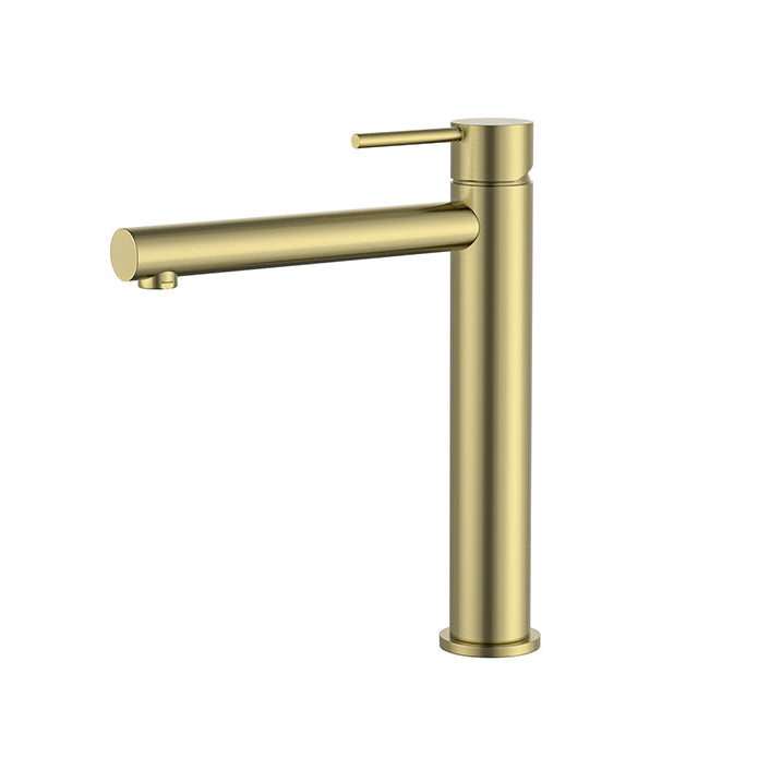 ECT Jess Round Tall Basin Mixer (Straight Spout) - Brushed Gold (Floor Display Clearance)