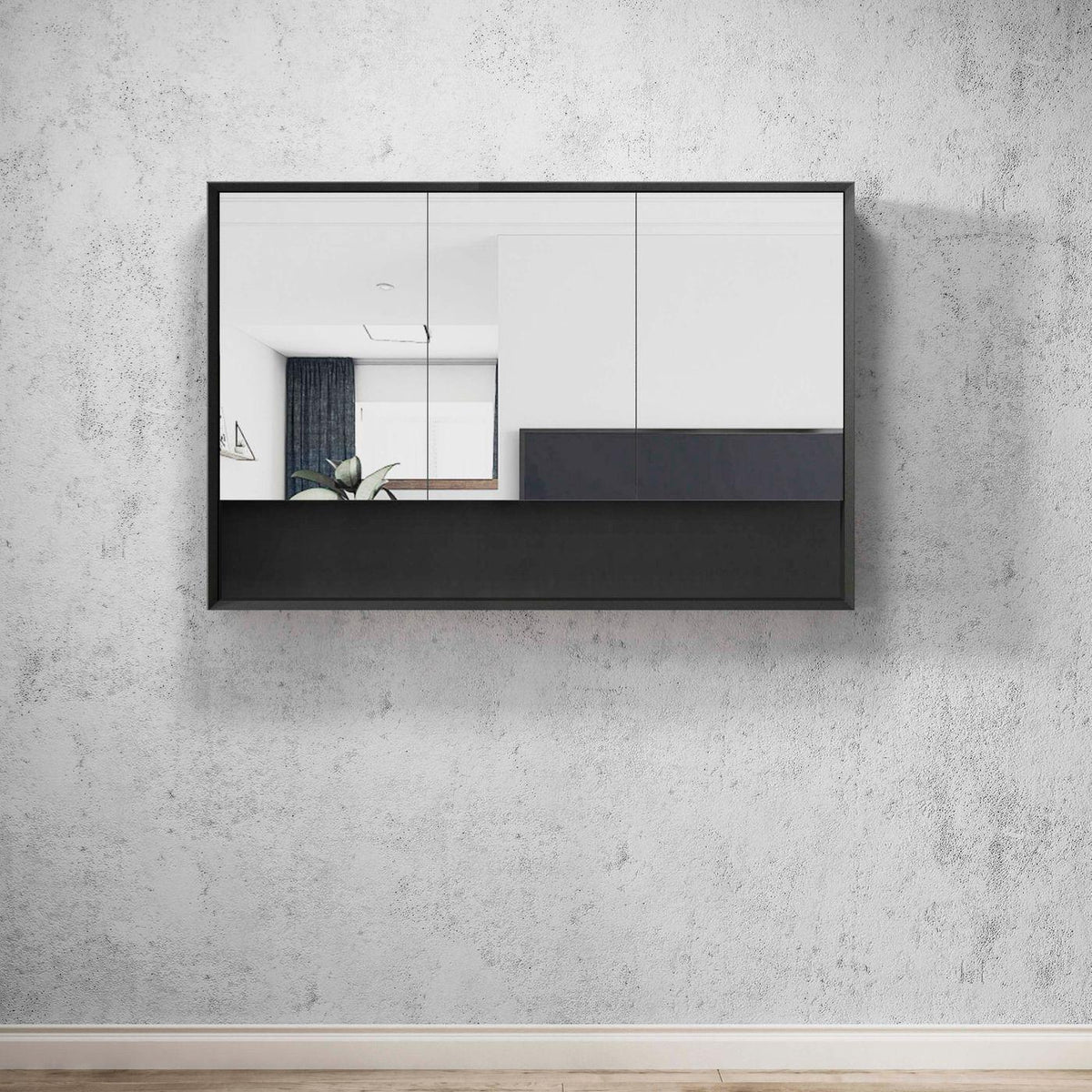 Mirror Cabinet with Open Shelf Pencil Edge - 600/750/900/1200/1500x800mm - Various Colours