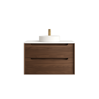 BV99WH Dark Walnut Fingerpull Wall Hung Vanity - 600 / 750 / 900 / 1200 / 1500mm