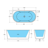 Back to Wall Freestanding Bath 1400 / 1500 / 1700 - Matte White