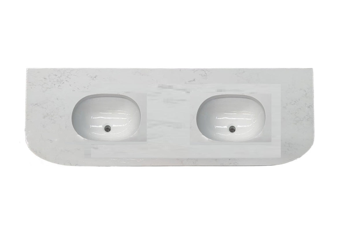 MBS MB Vanity Flat Curved Stone Top with Undermount Basin (No Taphole) - 510 x 910 / 1210 / 1510mm