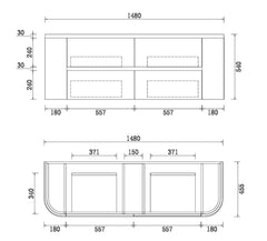 BV87 Matt White Wall Hung Fluted Plywood Vanity - 900/1200/1500mm