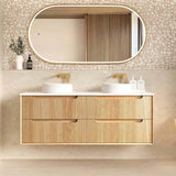 BV43WH Natural Oak Fluted Wall Hung Vanity - 600 / 750 / 900 / 1200 / 1500 / 1800mm
