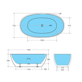 Oval Freestanding Bath 1500 / 1700mm - Matte Black & White