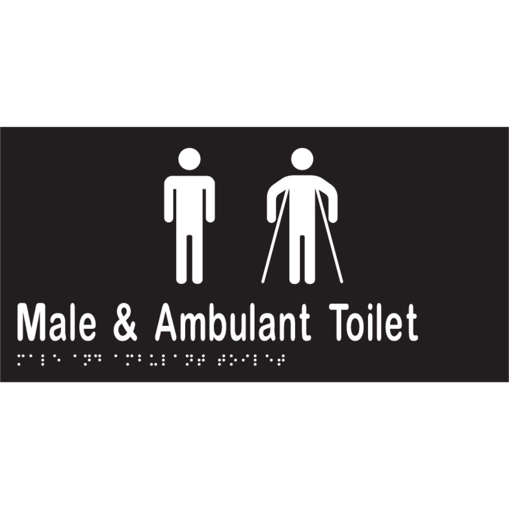Male & Ambulant Toilet Braille Sign in Designer Black Vinyl - MLS16246A_BLK