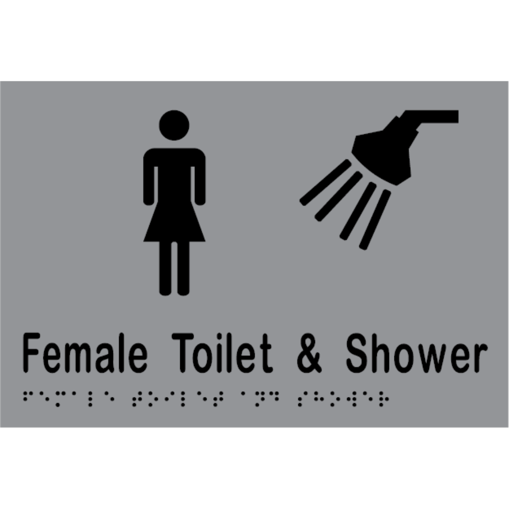 Female Toilet & Shower Braille Sign in Stainless Steel - MLS16292TS_SS