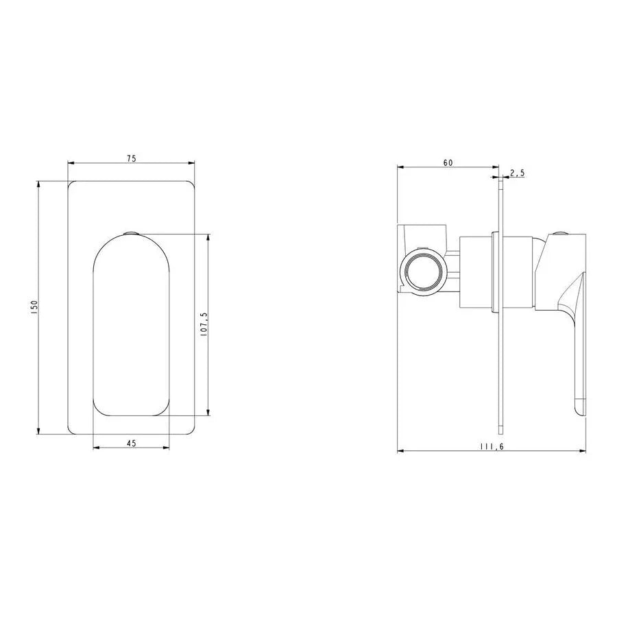 SM06 Soft Square Shower / Bath Mixer - Various Colours