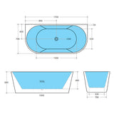 Back to Wall Freestanding Bath 1400 / 1500 / 1700 - Matte White