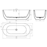 Oval Freestanding Bath with Overflow 1500 / 1700 mm - Gloss White / Matte White