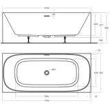 Corner Back to Wall Freestanding Bath with Overflow 1400 / 1500 / 1700mm