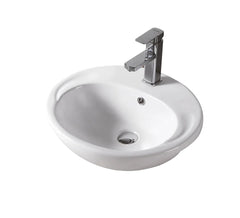 Revive Gloss White Oval Semi Recess Ceramic Basin 500x430mm