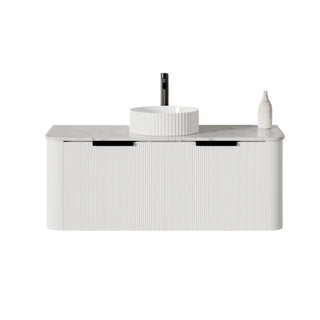 ET Curve Fluted Wall Hung Vanity with Stone Top - 1200x510mm (Display Clearance)