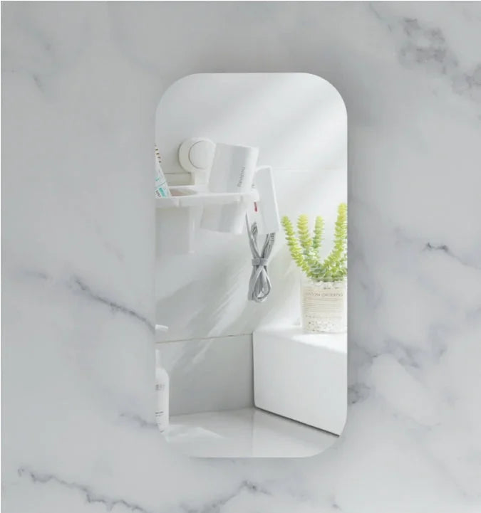 Soft Square Mirror Cabinet Pencil Edge 450x900mm - Matte White / Woodgrain