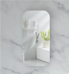 Soft Square Mirror Cabinet Pencil Edge 450x900mm - Matte White / Woodgrain