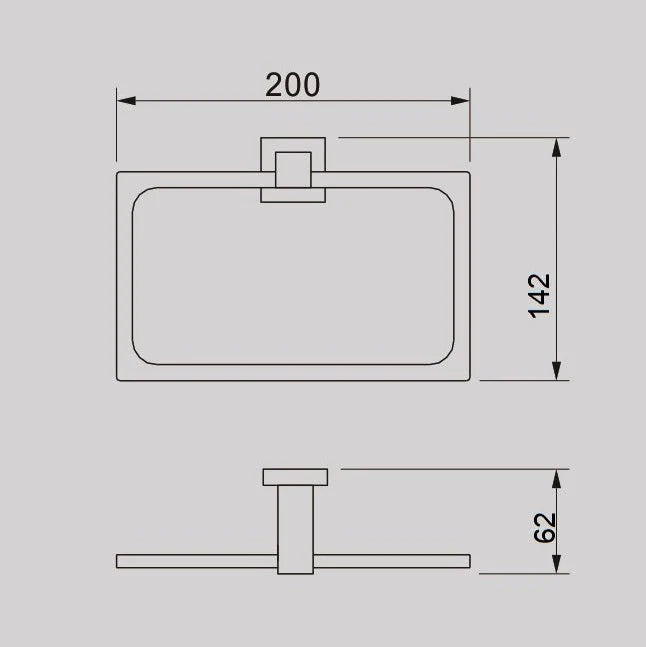 Black Square Hand Towel Ring (TP24033K) - Stock Clearance