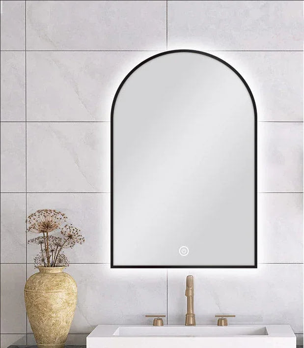 Arch Shape Framed LED Mirror with Demister 600x900mm - Various Colours Frame