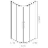 SS23 Corner Sliding Shower Screen 875x875mm /  970x970mm - Chrome