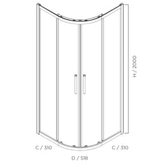 SS23 Corner Sliding Shower Screen 875x875mm / 970x970mm - Chrome
