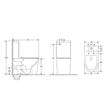 BM Raised Height Back To Wall Tornado Rimless Flush Toilet Suite with Soft Close Seat - White (4 Star)