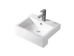 Flare Gloss White Rectangular Semi Recess Ceramic Basin 540x440mm