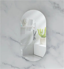 Pill Shape Mirror Cabinet Pencil Edge 450x900mm - Matte White / Matte Black / Woodgrain