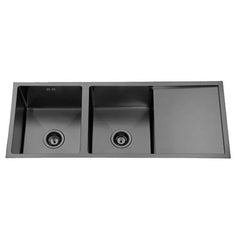 Double Bowls with Drainer Undermount/Topmount Kitchen Sink 1114x450mm - Various Colours