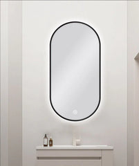 Pill Shape Framed LED Mirror with Demister 450x900mm - Various Colours Frame