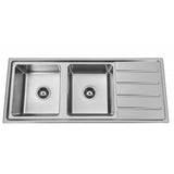 Double Bowls with Drainer Topmount Kitchen Sink 1200x500mm - Stainless Steel