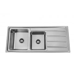 Double Bowls with Drainer Topmount Kitchen Sink 1160x500mm - Stainless Steel
