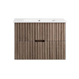 Woodgrain Fluted Wall Hung Vanity w/ Flat Stone Top - 750x460mm (Stock Clearance)
